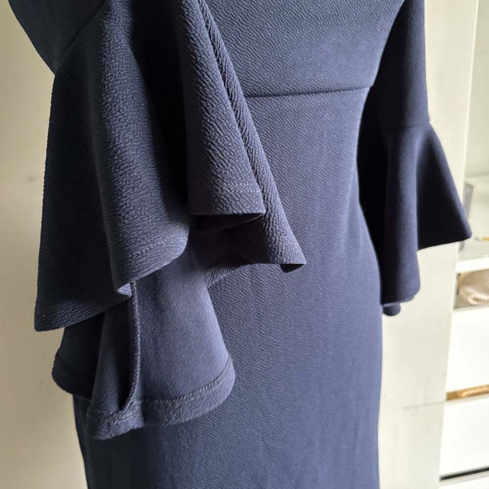 Off-the-Shoulder Navy Blue Bell Sleeve Mini Dress Size 11/12 - Picture 8 of 16